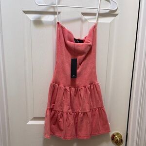 Lulu's Coral Knit Tube Top Dress